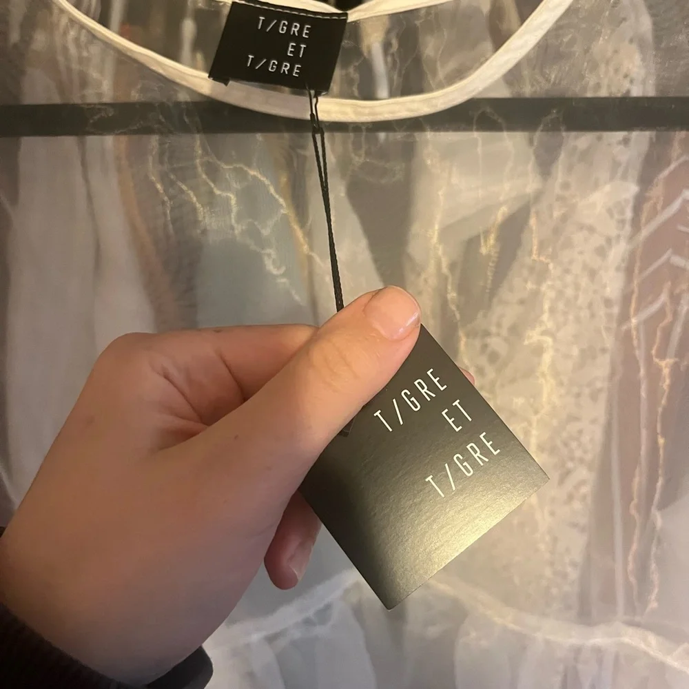 Cult Brand Et Tigre Sheer White Organza Dress in Oat - Picture 6 of 7